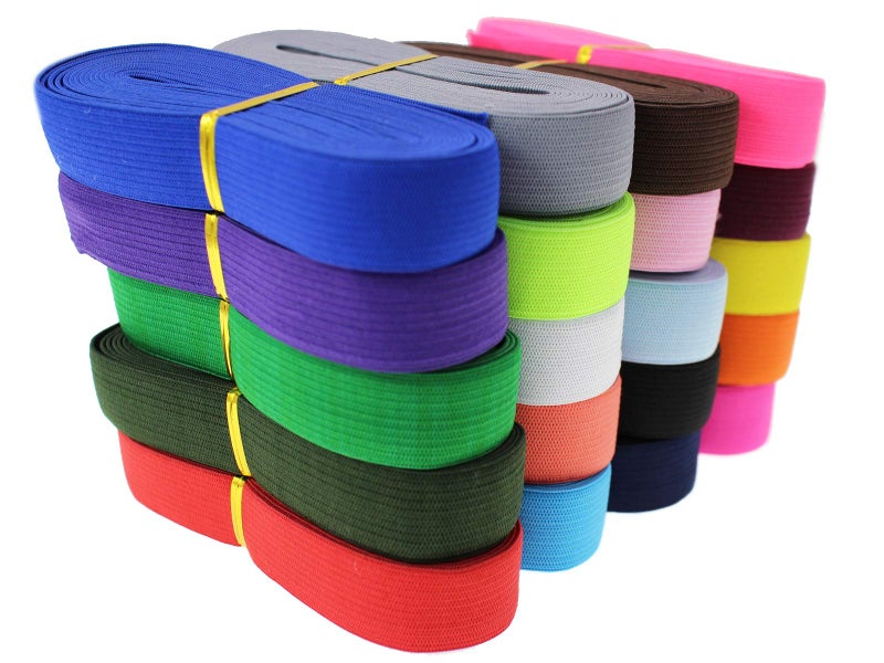 JESEP Elastic Sewing Band 40 Yards 20mm 3/4 Inch Flat Striped Elastic Band Heavy Stretch High Elasticity Knit Band for DIY Sewing Craft, Bedspread, Waist, Wig(20mm Mixed) - Image 1